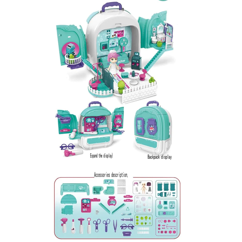 2-In-1 Doctor Clinic Backpack Playset For Kids/008-995a