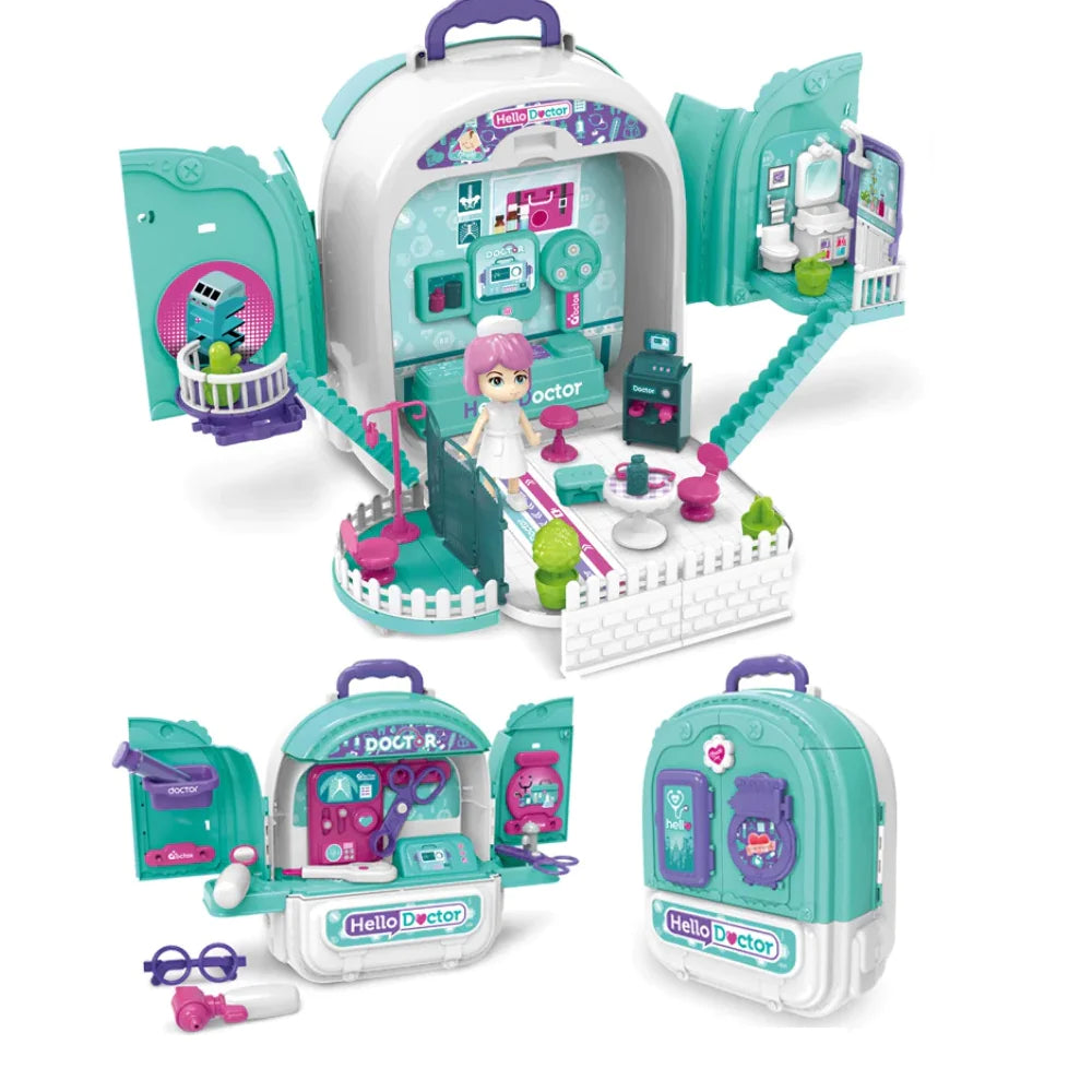 2-In-1 Doctor Clinic Backpack Playset For Kids/008-995a