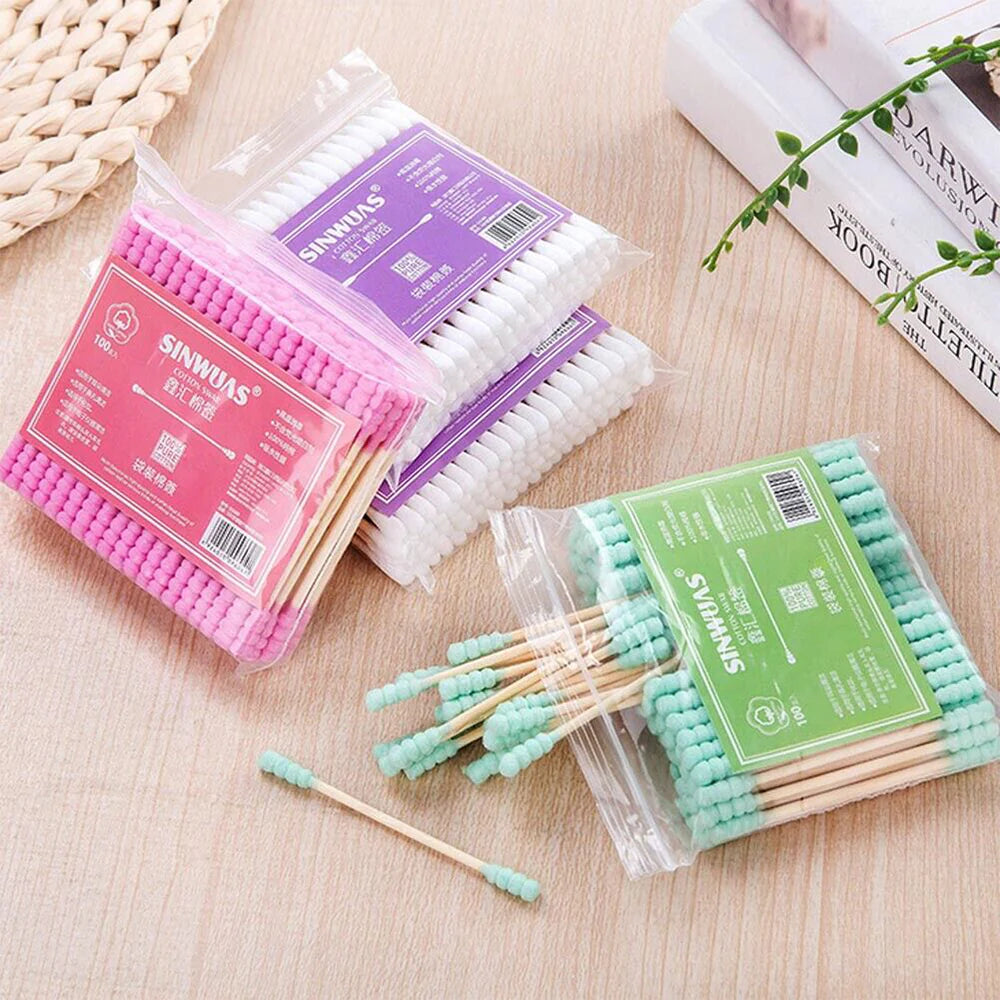100Pcs Double Head Disposable Makeup Cotton Swab/kq044