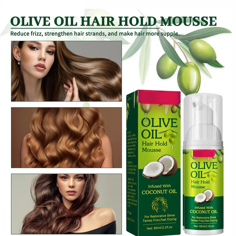 Curly Hair Mousse For Wigs Strong Hold Olive Oil Hair Styling Mousse 60ml/kq230