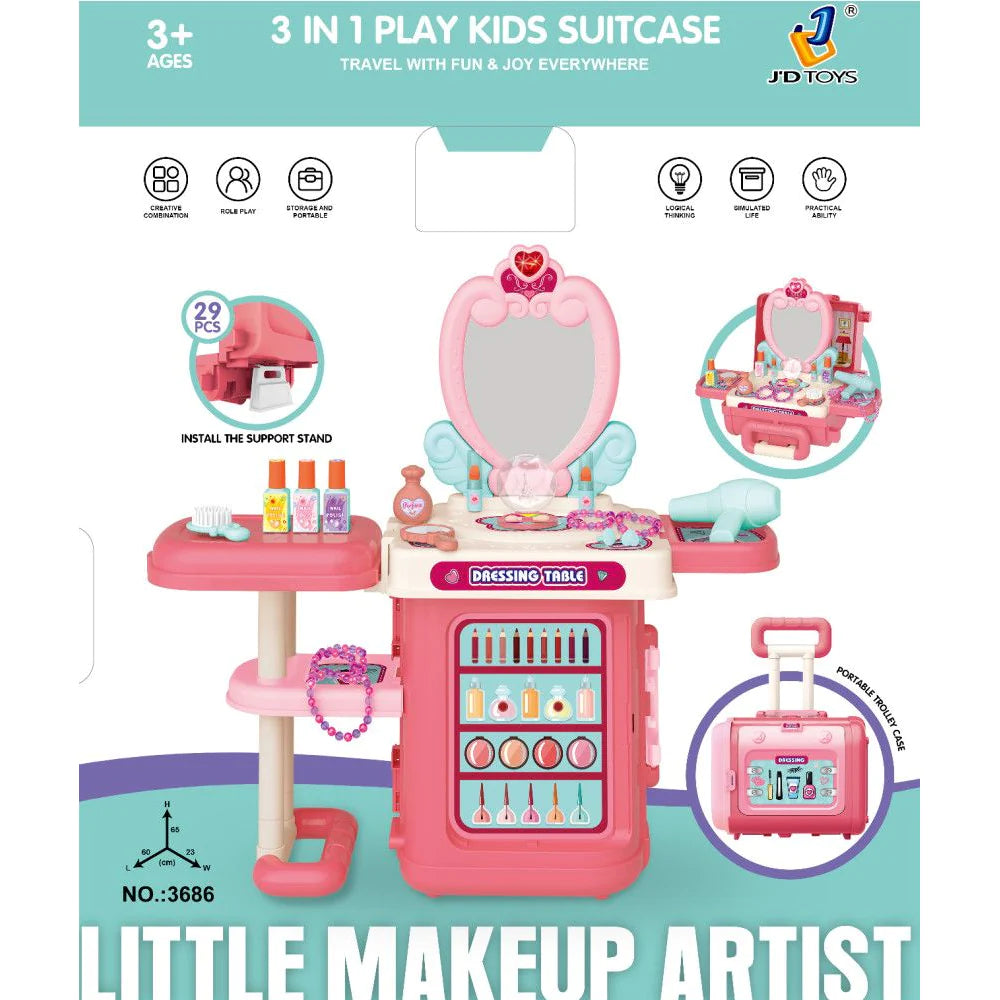 3-In-1 Pink Dressing Table Beauty Makeup Set For Girls/3686