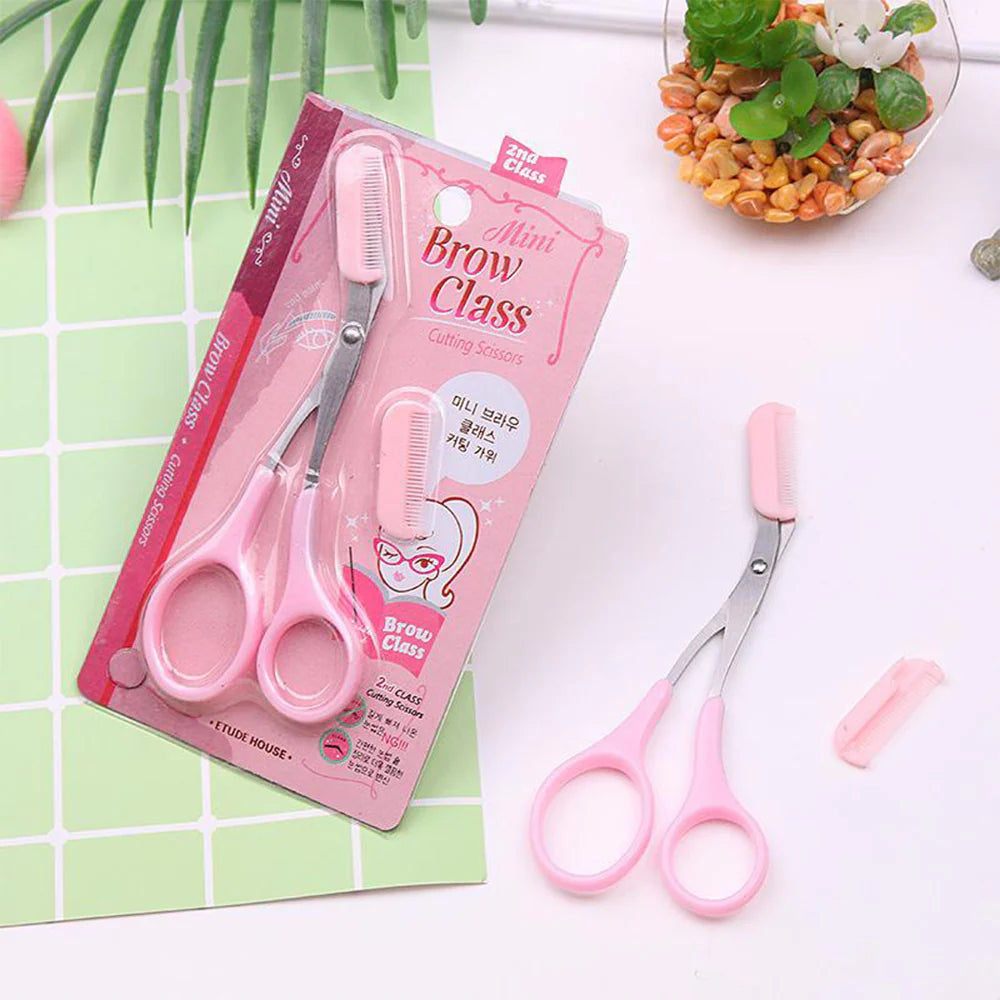 Stainless Steel Women's Eyebrow Scissors With Eyebrow Comb/kq022