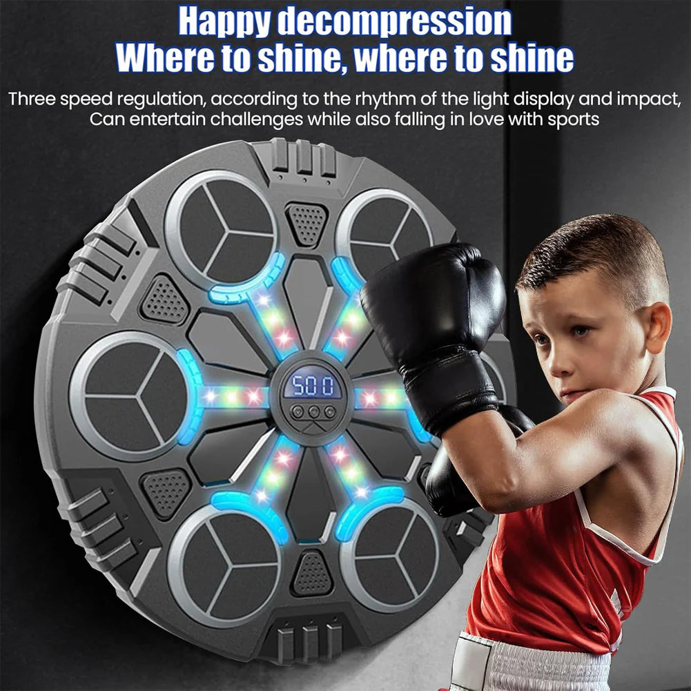 Round Music Boxing Machine LED Electronic With Boxing Gloves/ 2021-12B