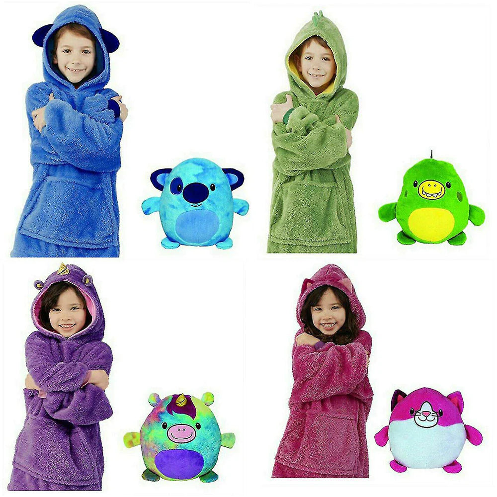 Kids Hoodie Blanket Sweatshirt Oversize Plush Soft Warm Coat Cute Pillow/kr-062