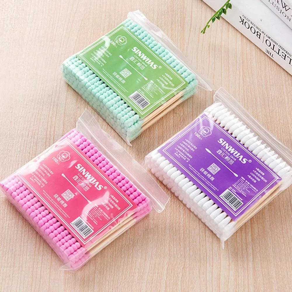 100Pcs Double Head Disposable Makeup Cotton Swab/kq044
