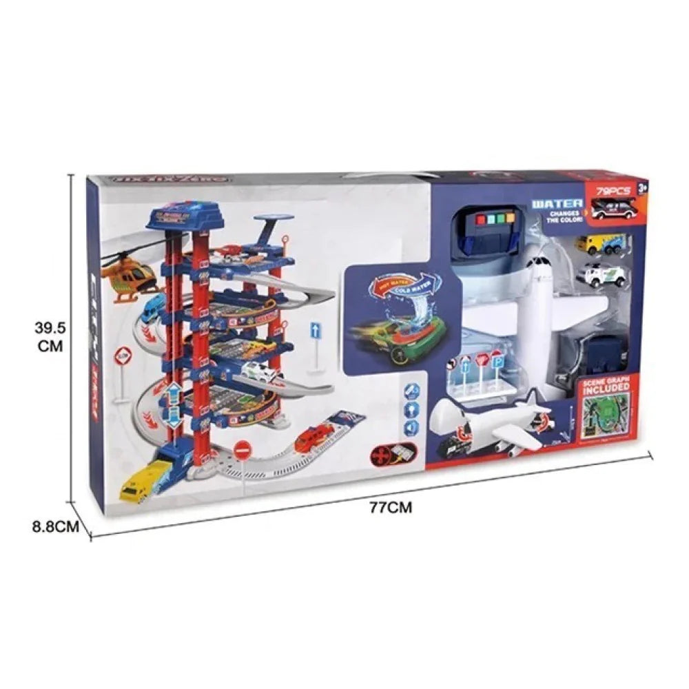 Battery Operated DIY 4-Layer Racing Slide Parking Lot Toy