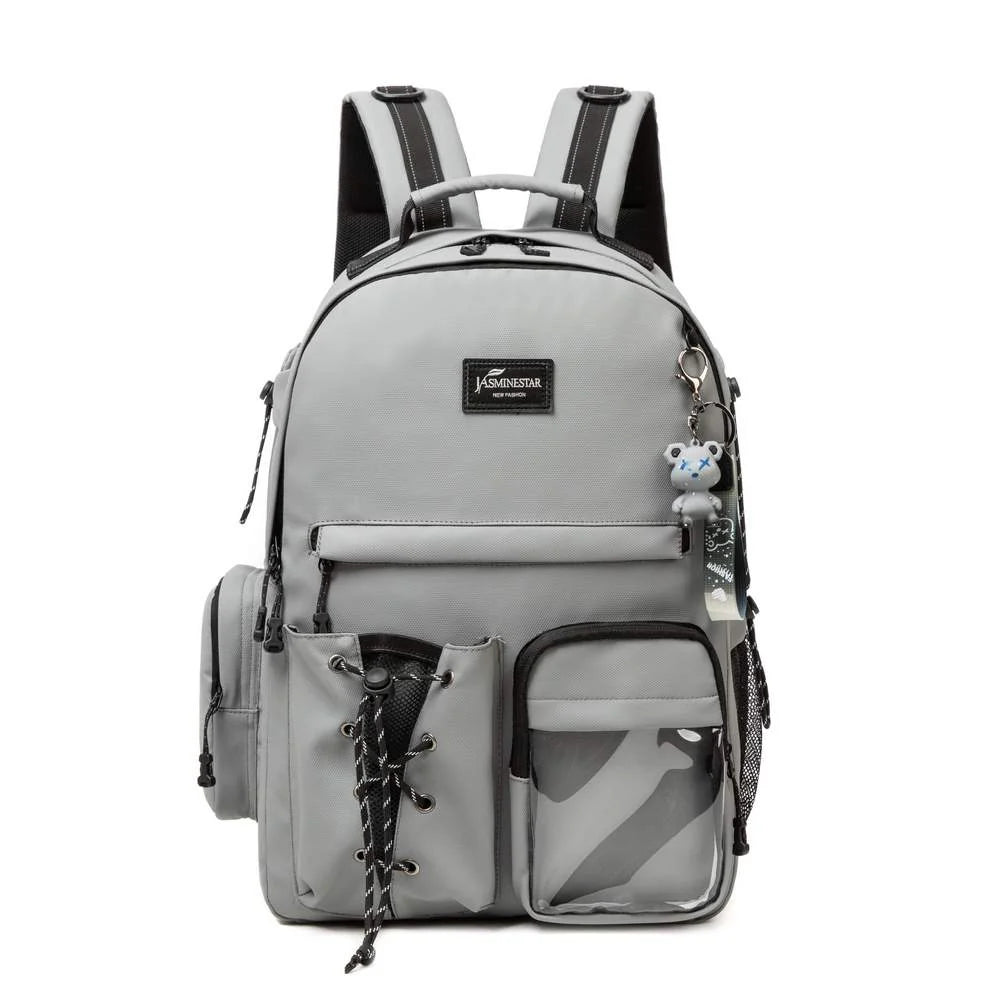 Grey Backpack With Lunch Box & Pencil Bag Set Of 3 Pcs/17002-3