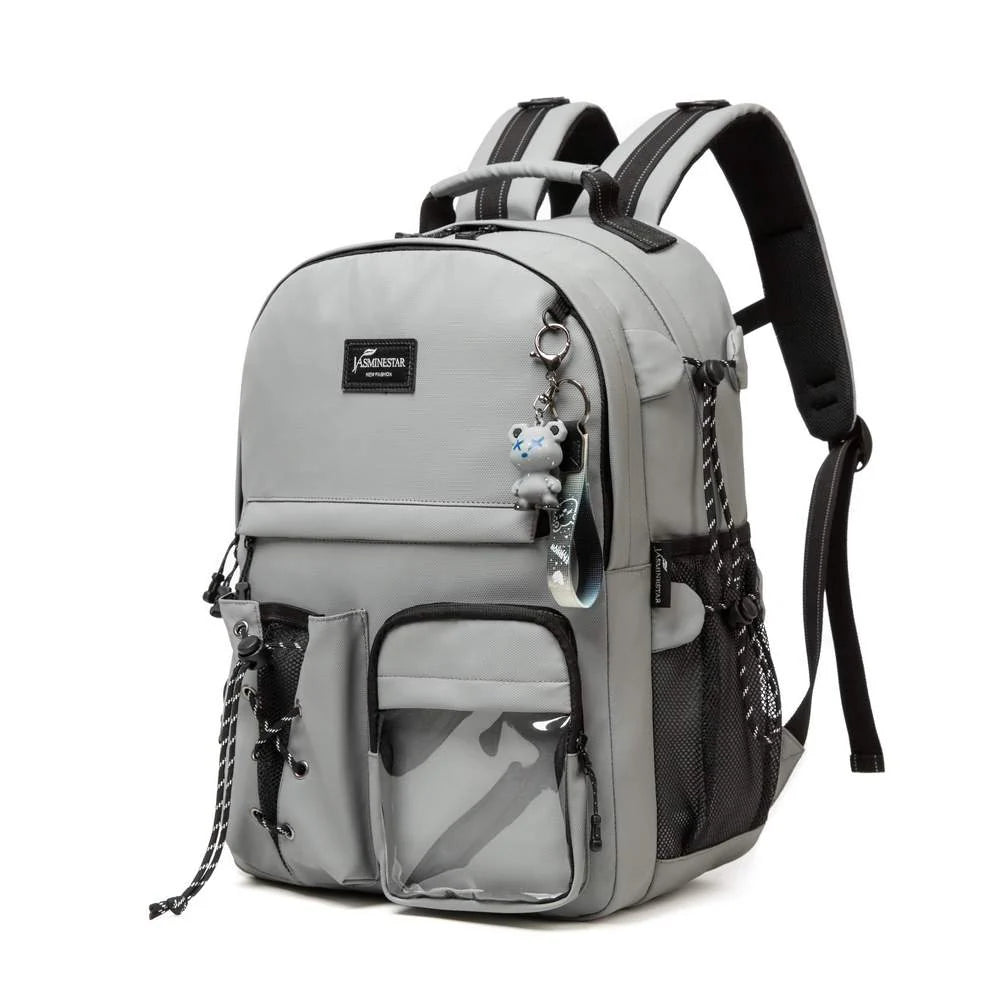 Grey Backpack With Lunch Box & Pencil Bag Set Of 3 Pcs/17002-3