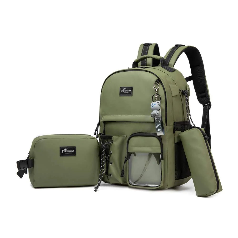 Olive Backpack With Lunch Box & Pencil Bag Set Of 3 Pcs/17001-3