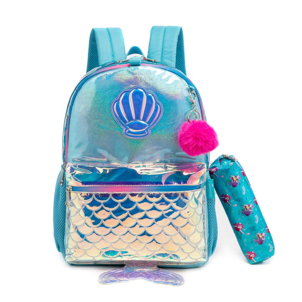 Mermaid Glitter Backpack With Lunch Box Set Of 3 Pcs/11205-3