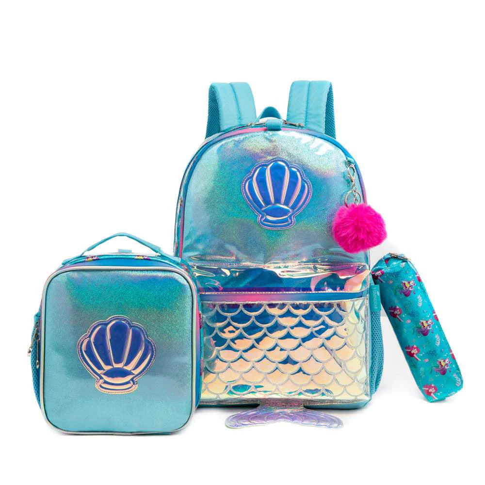 Mermaid Glitter Backpack With Lunch Box Set Of 3 Pcs/11205-3