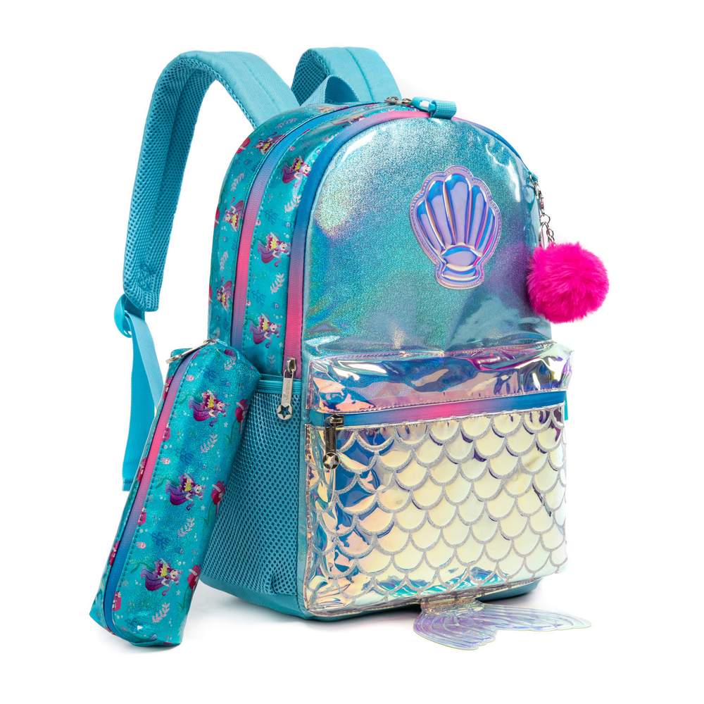 Mermaid Glitter Backpack With Lunch Box Set Of 3 Pcs/11205-3