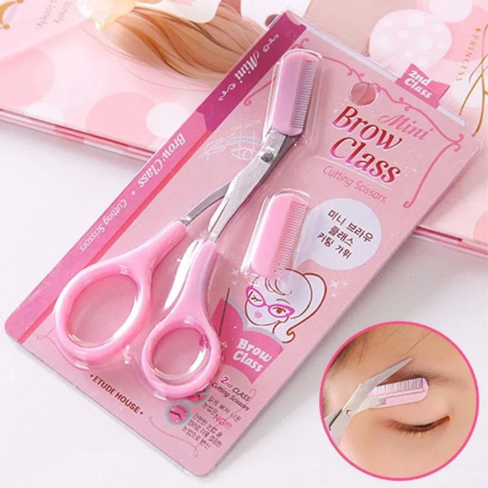 Stainless Steel Women's Eyebrow Scissors With Eyebrow Comb/kq022
