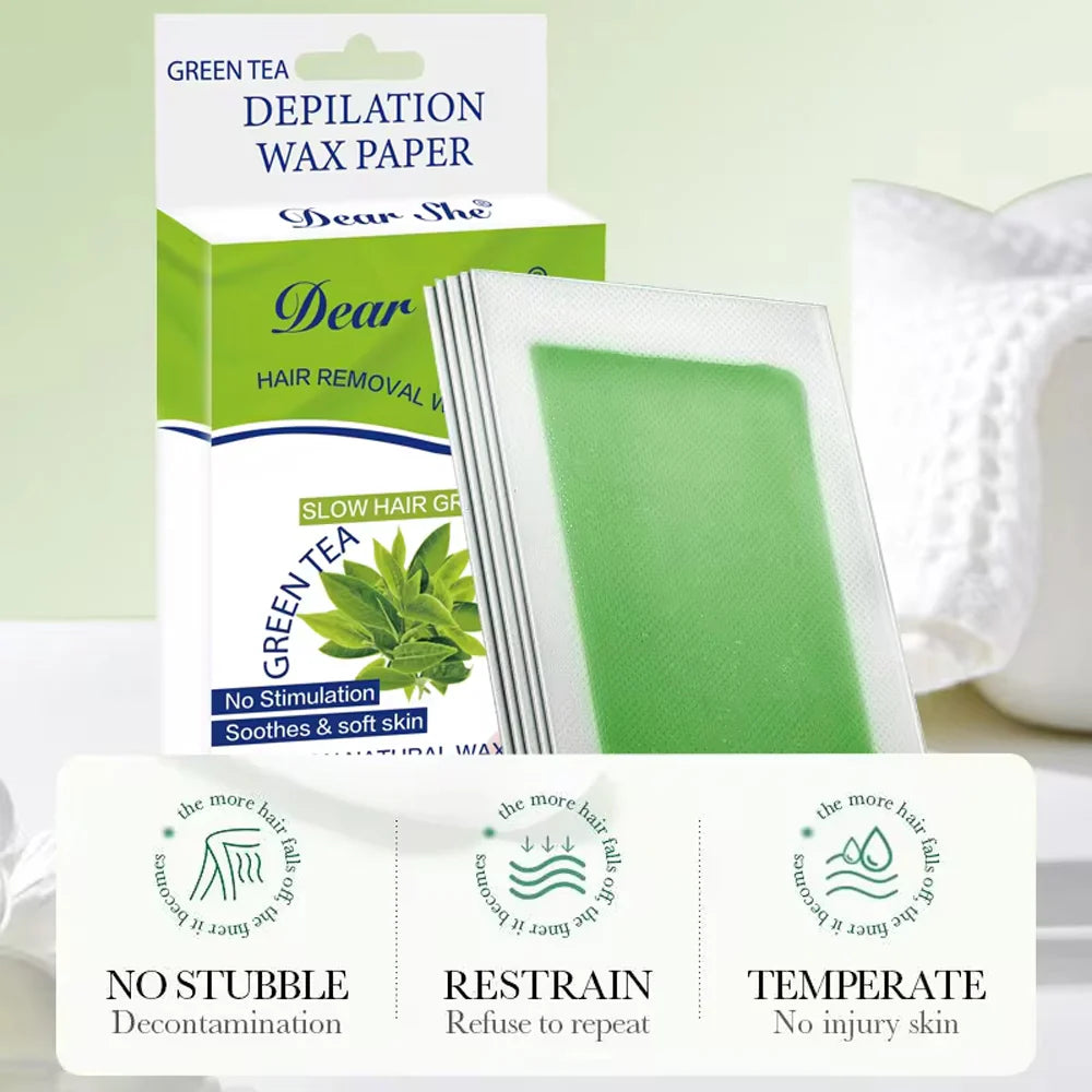 Green Tea Natural Wax Strips Paper Depilatory Body Wax Strips Hair Removal/kq208
