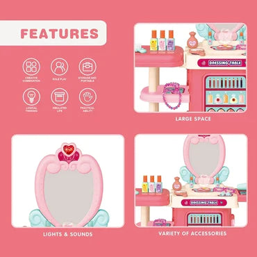 3-In-1 Pink Dressing Table Beauty Makeup Set For Girls/3686