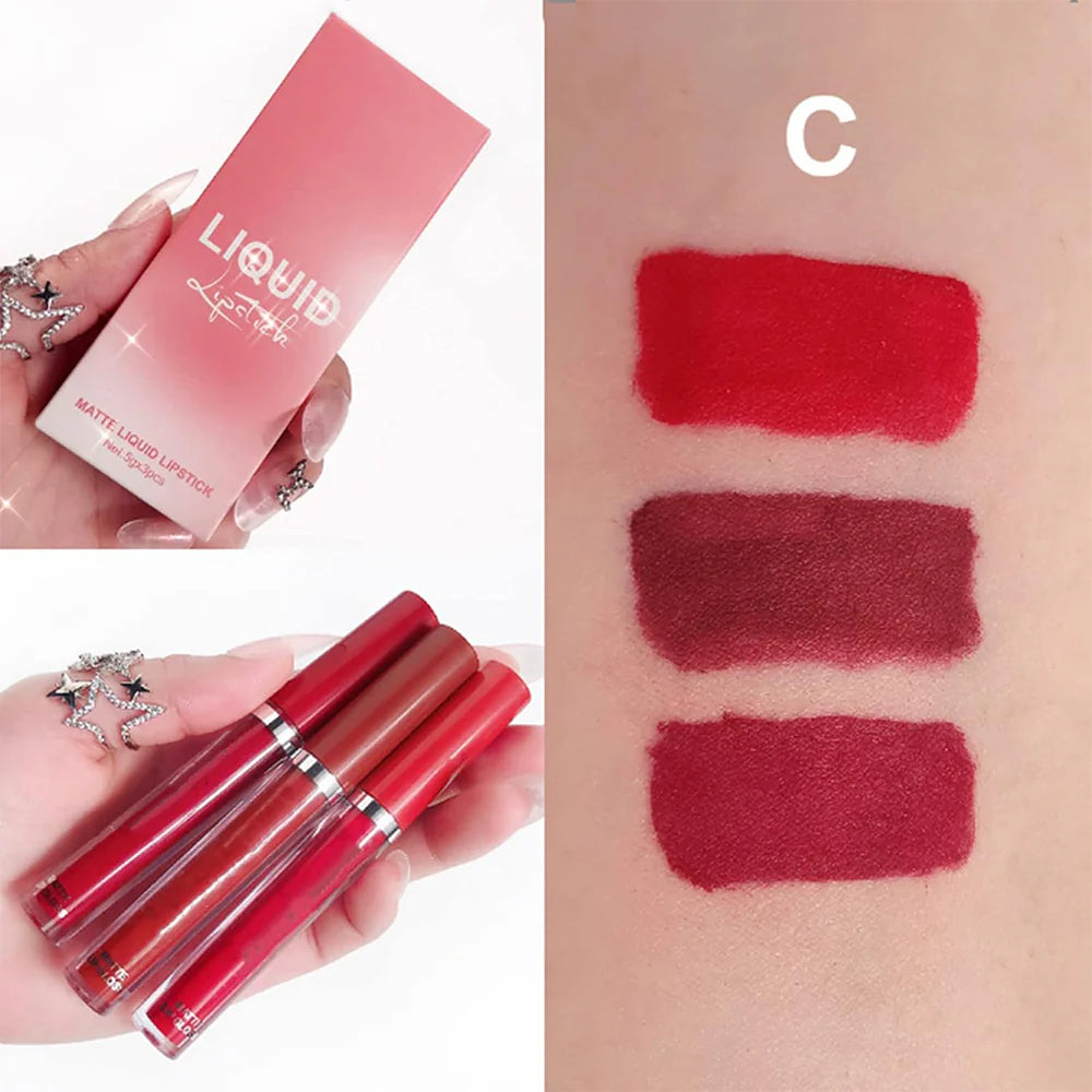 3 Colors Matte Lipstick Waterproof Set/kq070