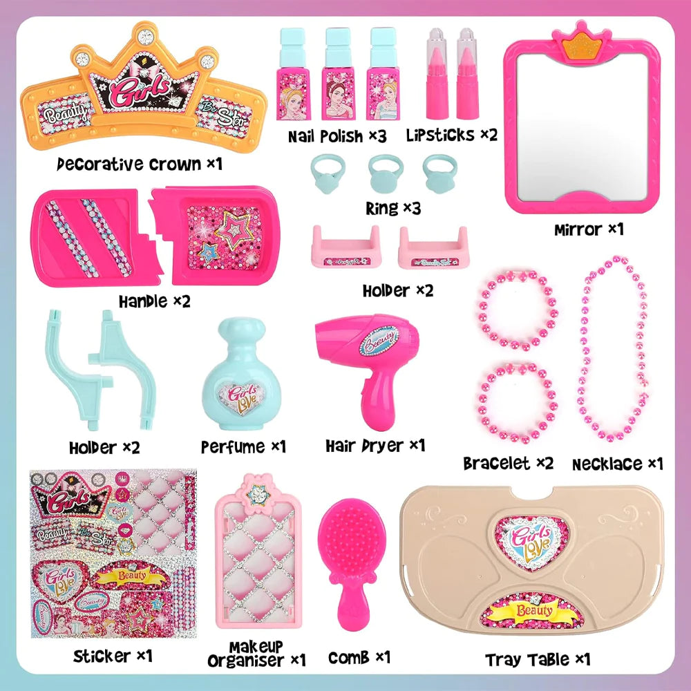 Girls' 2-In-1 Makeup Table & Trolley Case Set/008-983a