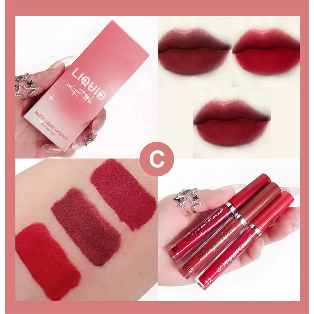 3 Colors Matte Lipstick Waterproof Set/kq070