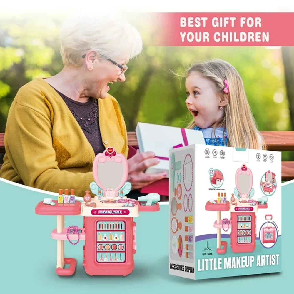 3-In-1 Pink Dressing Table Beauty Makeup Set For Girls/3686