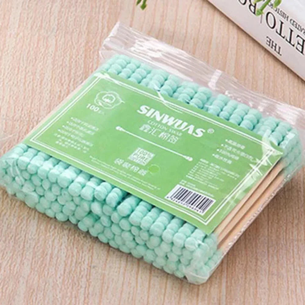 100Pcs Double Head Disposable Makeup Cotton Swab/kq044