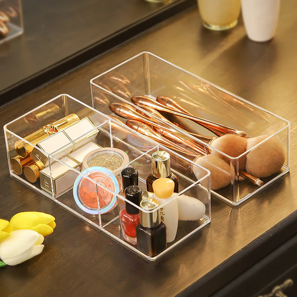 Clear Acrylic Makeup Storage Box Cosmetic Lipstick Finishing Three Grid Box Compartment/kc23-226