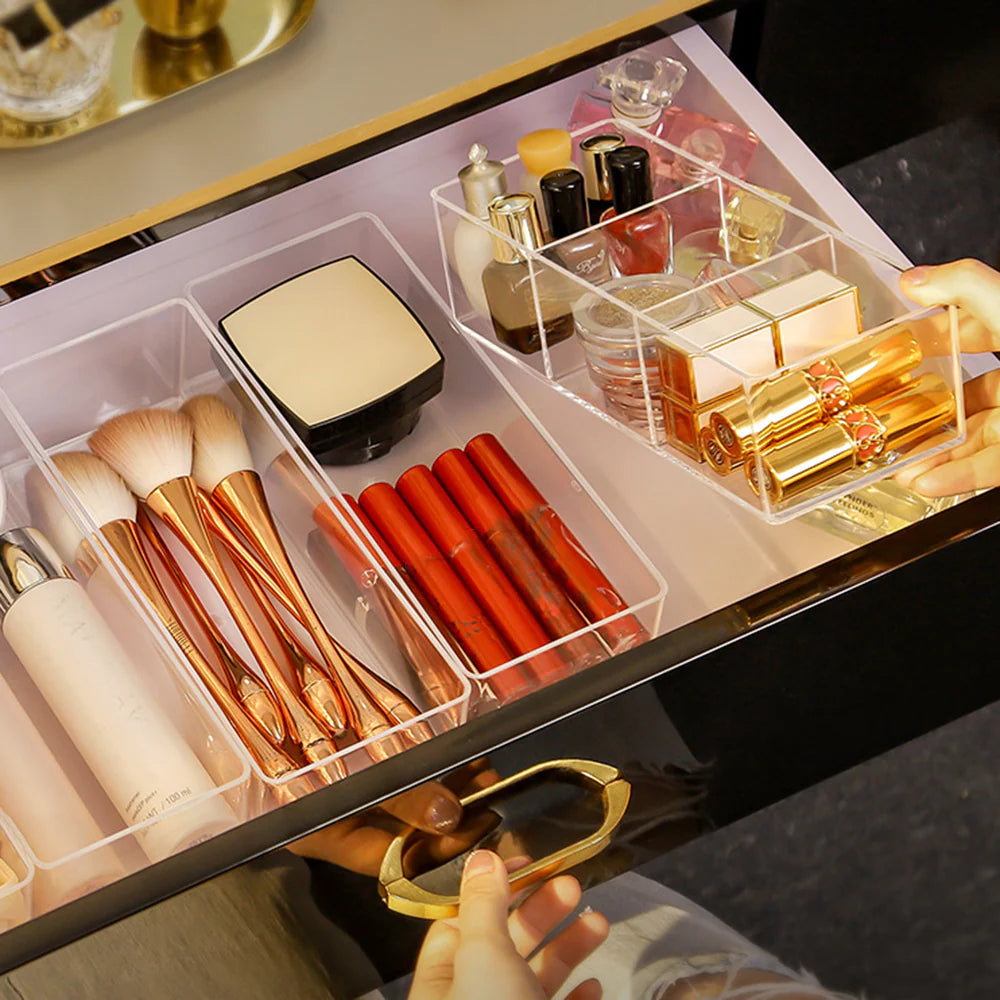 Clear Acrylic Makeup Storage Box Cosmetic Lipstick Finishing Three Grid Box Compartment/kc23-226