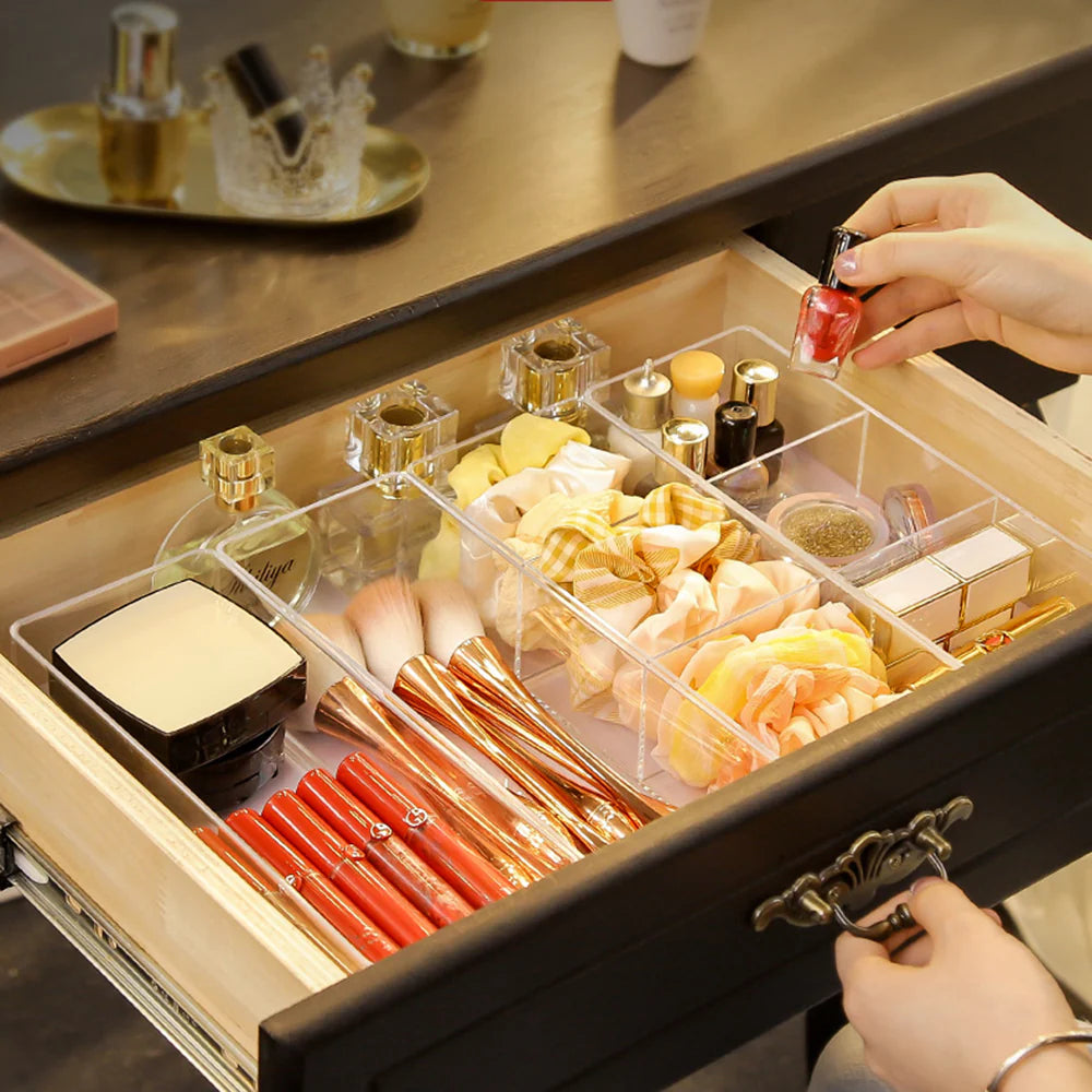 Clear Acrylic Makeup Storage Box Cosmetic Lipstick Finishing Three Grid Box Compartment/kc23-226