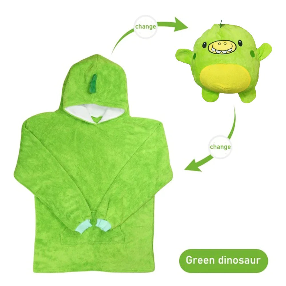 Kids Hoodie Blanket Sweatshirt Oversize Plush Soft Warm Coat Cute Pillow/kr-062