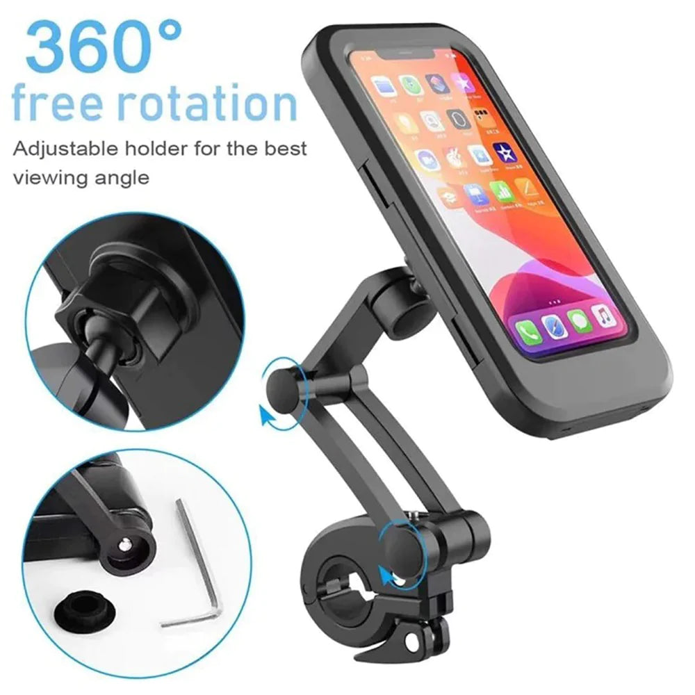 360 All Inclusive Waterproof Case Bicycle Phone Holder Adjustable Bike Handlebar Metal Case Cover Holder/kr-041