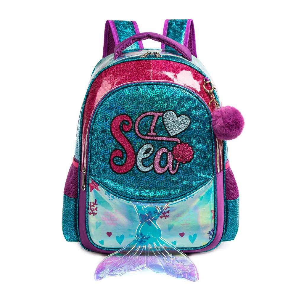 Eazy Kids-17inch School Bag Lunch Bag Pencil Case Set Of 3 Mermaid Sea - Green / 11505-3