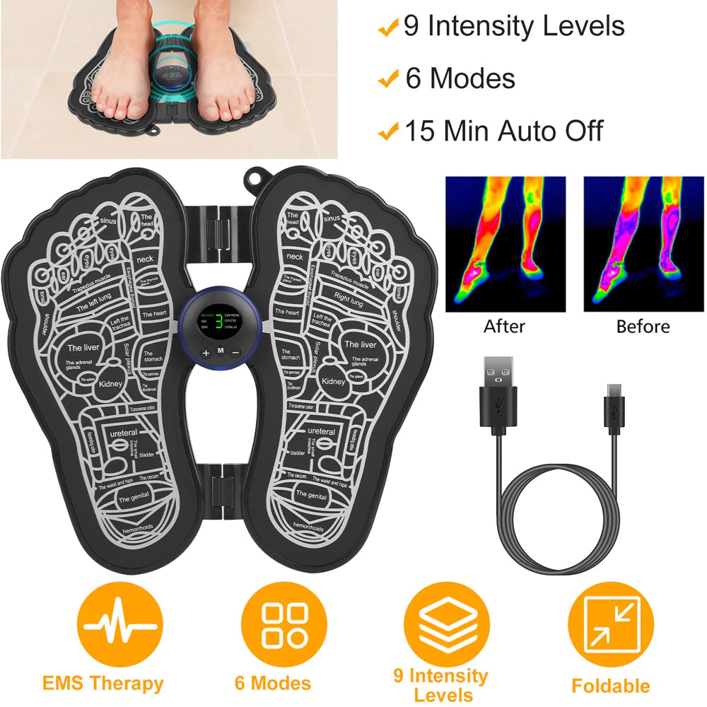 Electric EMS Foot Massager Pad Foldable Foot Massage USB Rechargeable Feet Circulation Massage Pad/kn-124