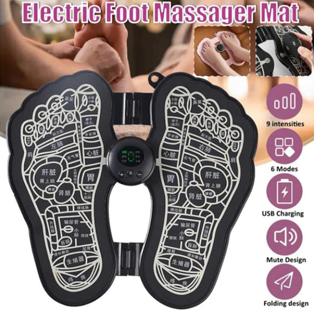 Electric EMS Foot Massager Pad Foldable Foot Massage USB Rechargeable Feet Circulation Massage Pad/kn-124