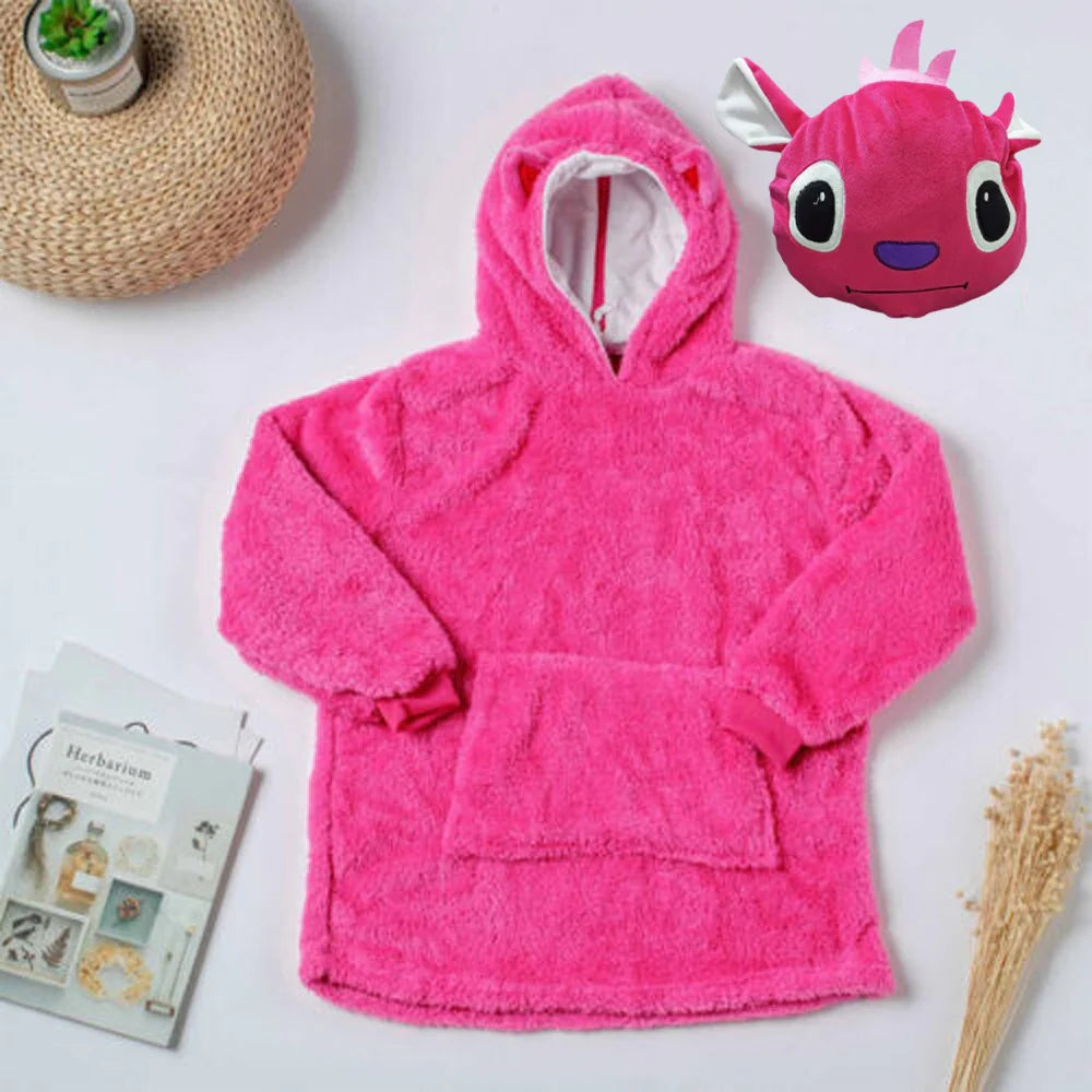 Kids Hoodie Blanket Sweatshirt Oversize Plush Soft Warm Coat Cute Pillow/kr-062