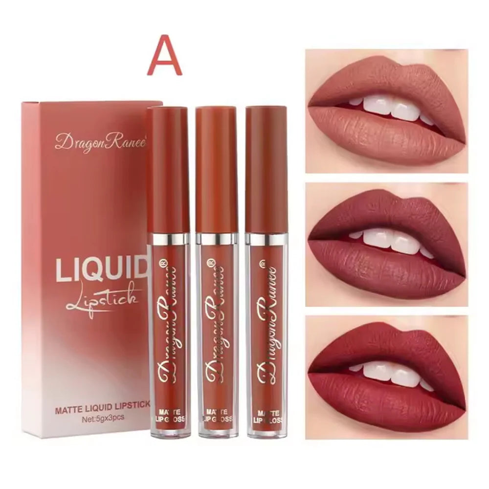 3 Colors Matte Lipstick Waterproof Set/kq070