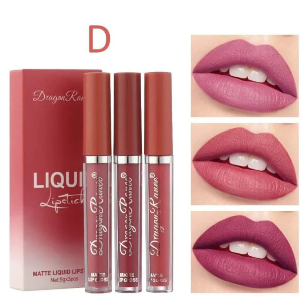 3 Colors Matte Lipstick Waterproof Set/kq070