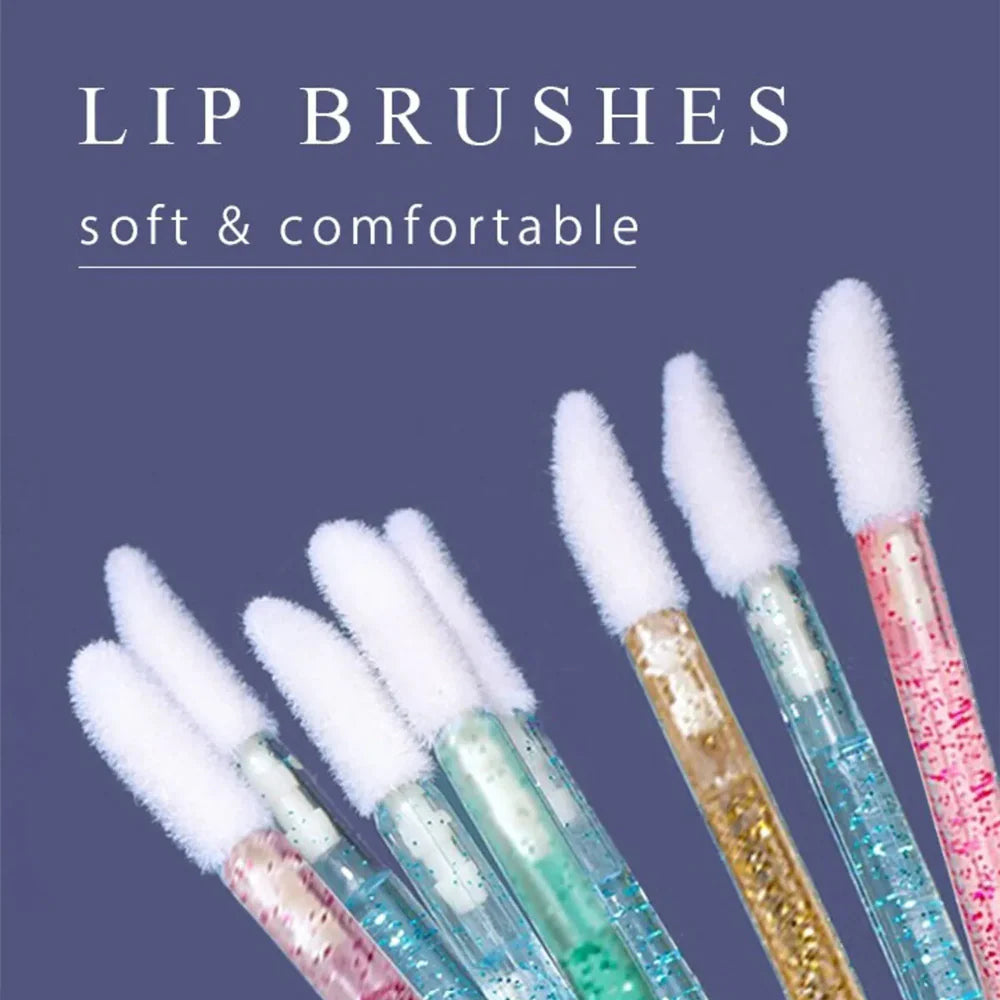 Disposable Lip Brush, Lipstick, Gloss Wands, Applicator, Eye Shadow, Gloss, Makeup 50pc\kq020