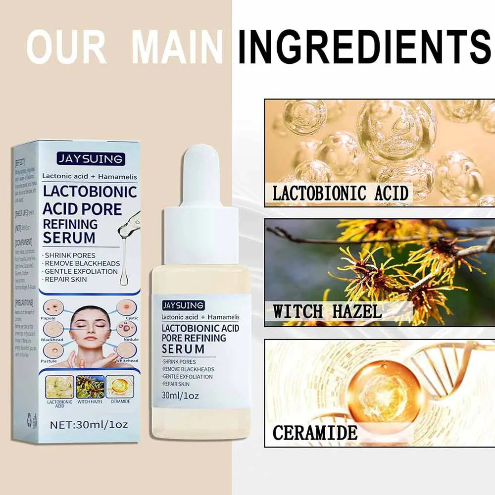 JATSUING Lactobionic Acid Witch Hazels Face Serums Anti-Aging Face Essence Pore Remover Oil 30ml/kq293