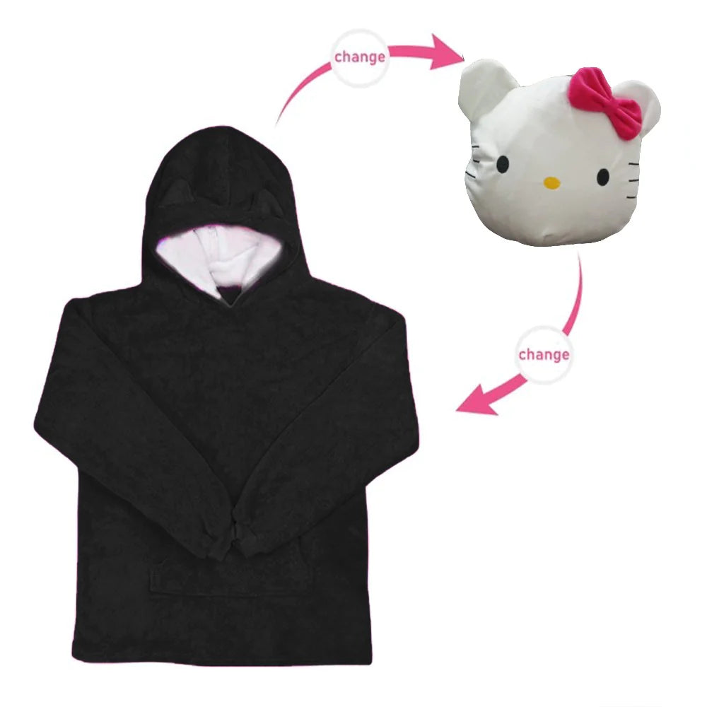 Kids Hoodie Blanket Sweatshirt Oversize Plush Soft Warm Coat Cute Pillow/kr-062