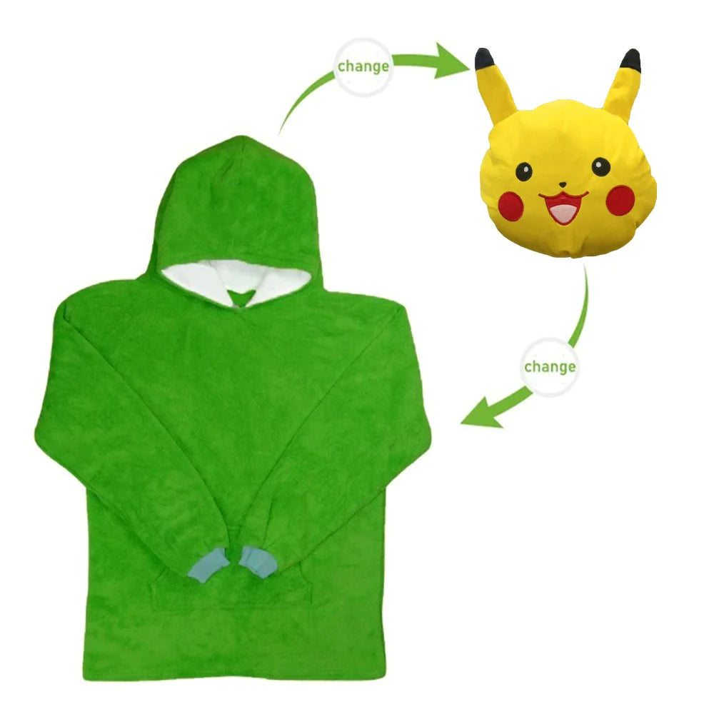 Kids Hoodie Blanket Sweatshirt Oversize Plush Soft Warm Coat Cute Pillow/kr-062
