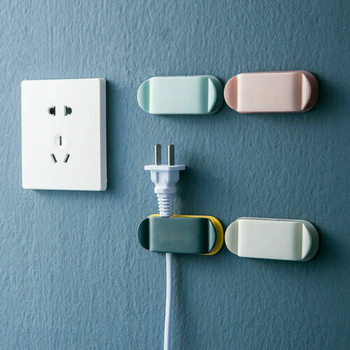 Adhesive Wall Mounted Power Socket Holder Wire Plug Organizer Hook 4 Pcs/kc22-347