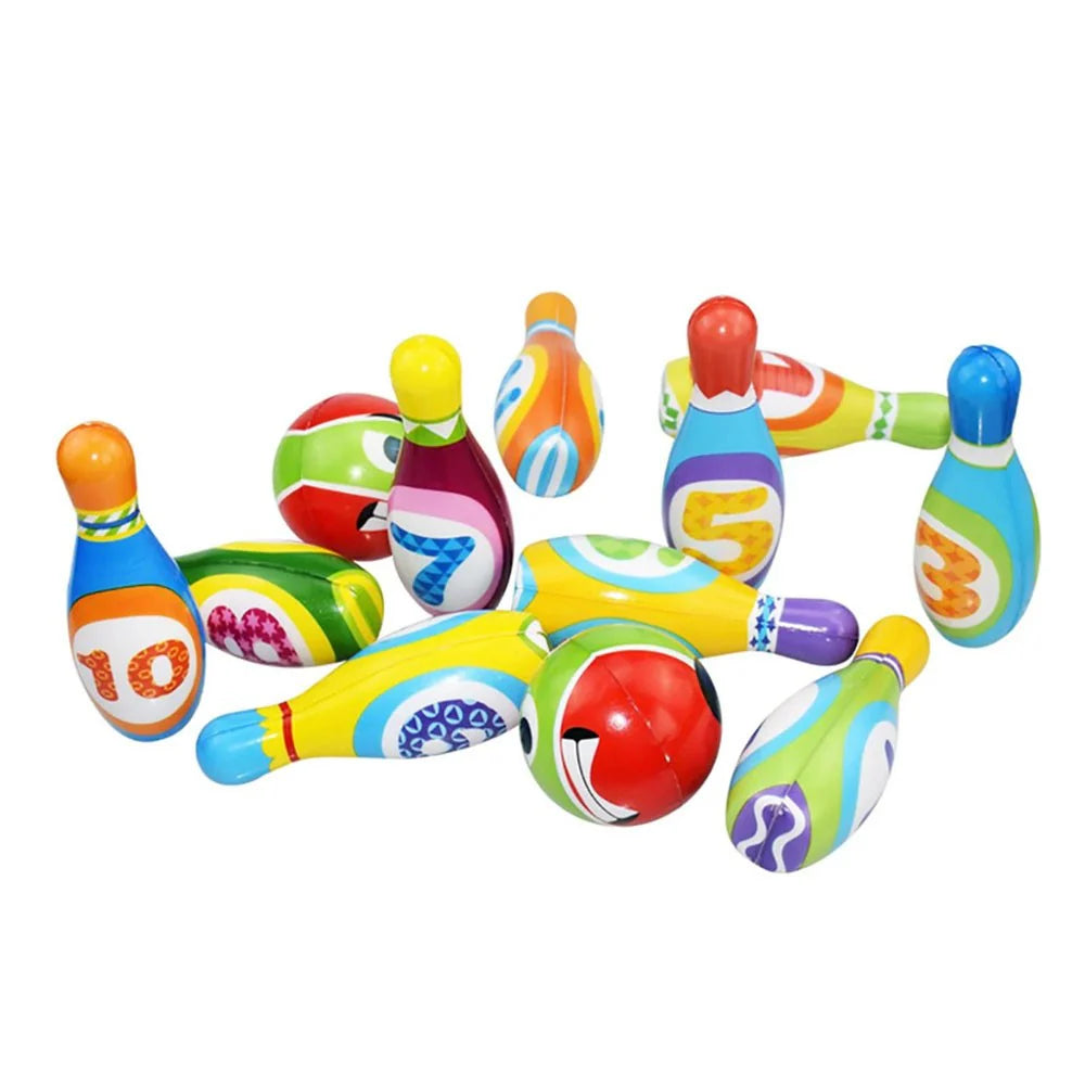 Bowling Play Set Foam Ball Toy Gifts Educational Early 10 Pins and 2 Ball Indoor/728