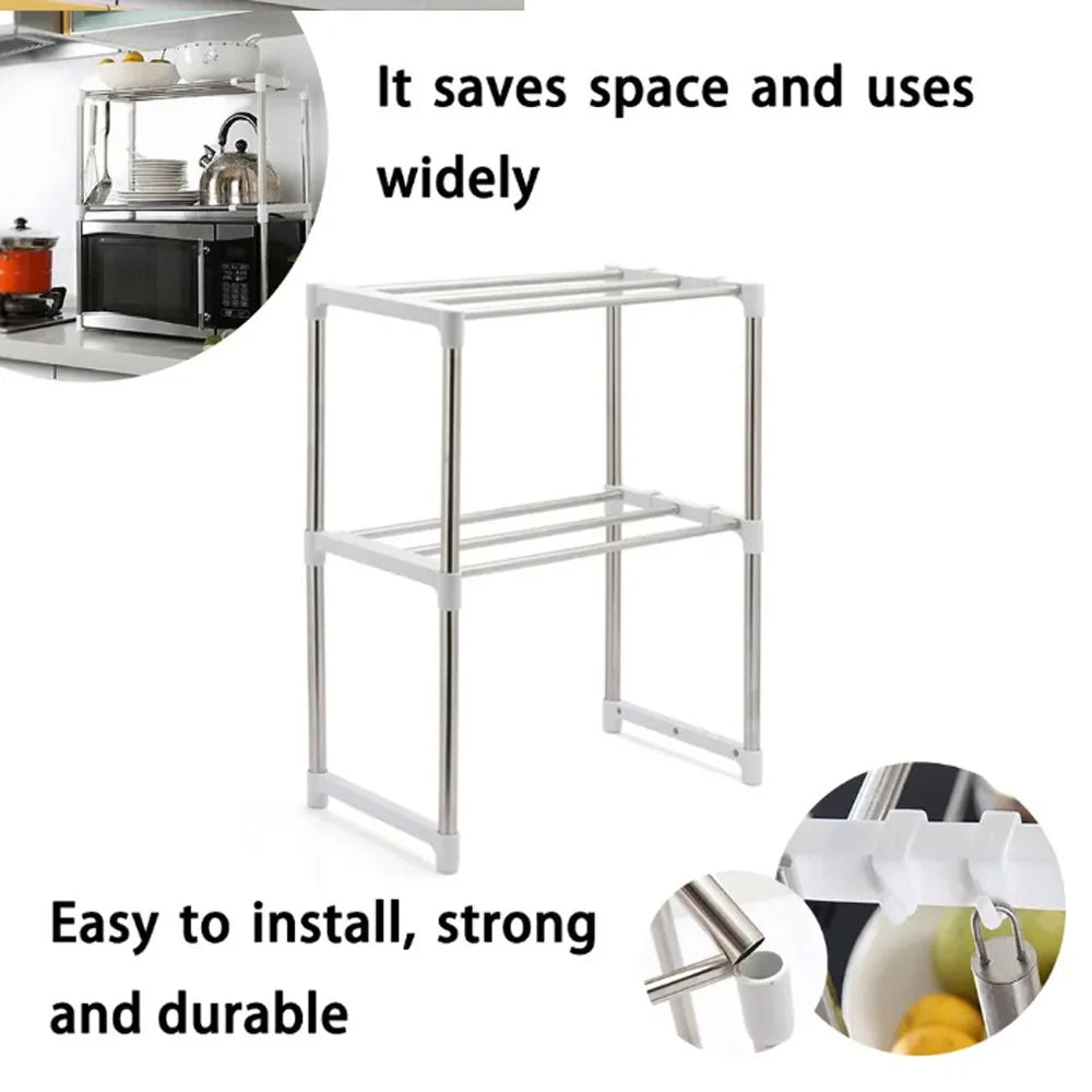 Shelf Rack For Microwave Oven Multifunctional Storage Rack Kitchen Organizer For Microwave Oven Shelf Organizer Table Rack / 5819/kr-108