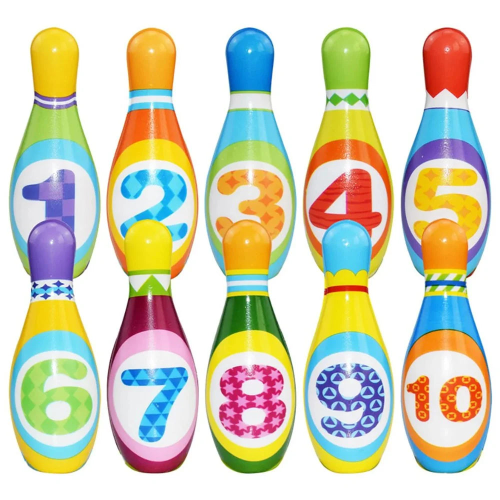 Bowling Play Set Foam Ball Toy Gifts Educational Early 10 Pins and 2 Ball Indoor/728
