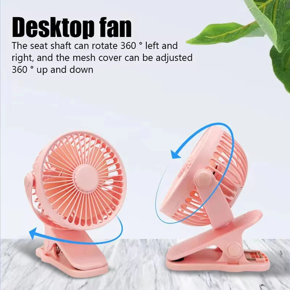 Portable Mini Hand Clip Fan USB Charging Quiet Desktop Electric/kq335