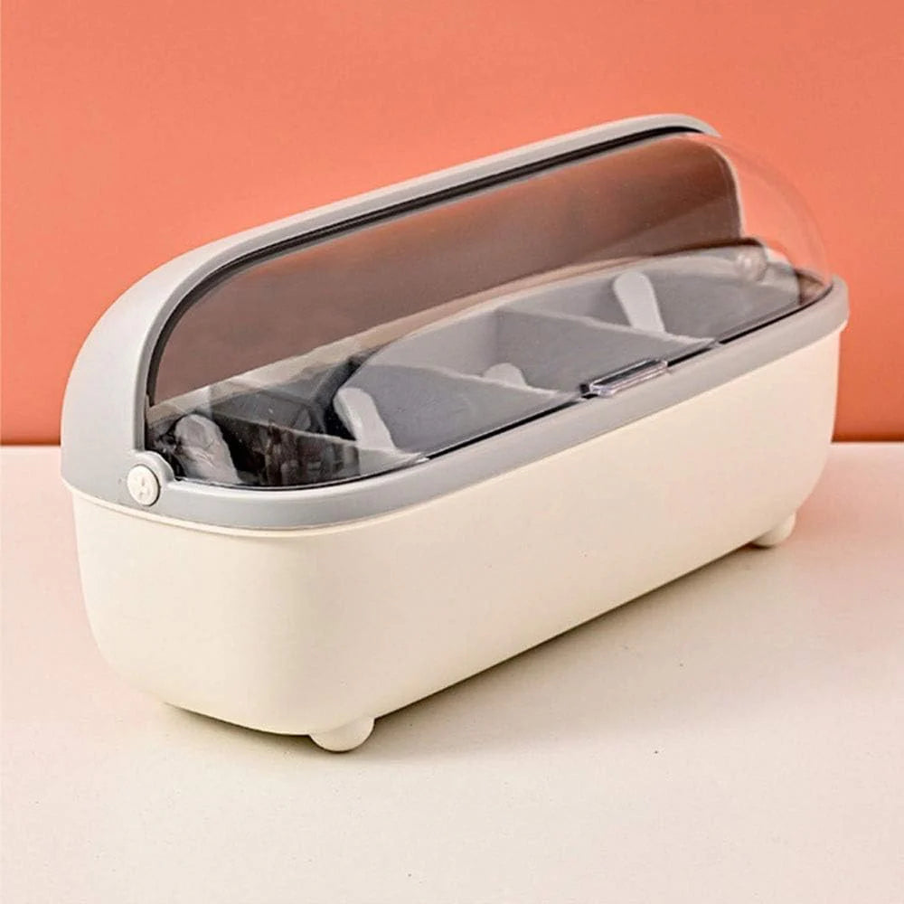 Spice Bottle Four Compartment Condiment Spice Box,with Spoons,Suitable for Kitchen/kr-063