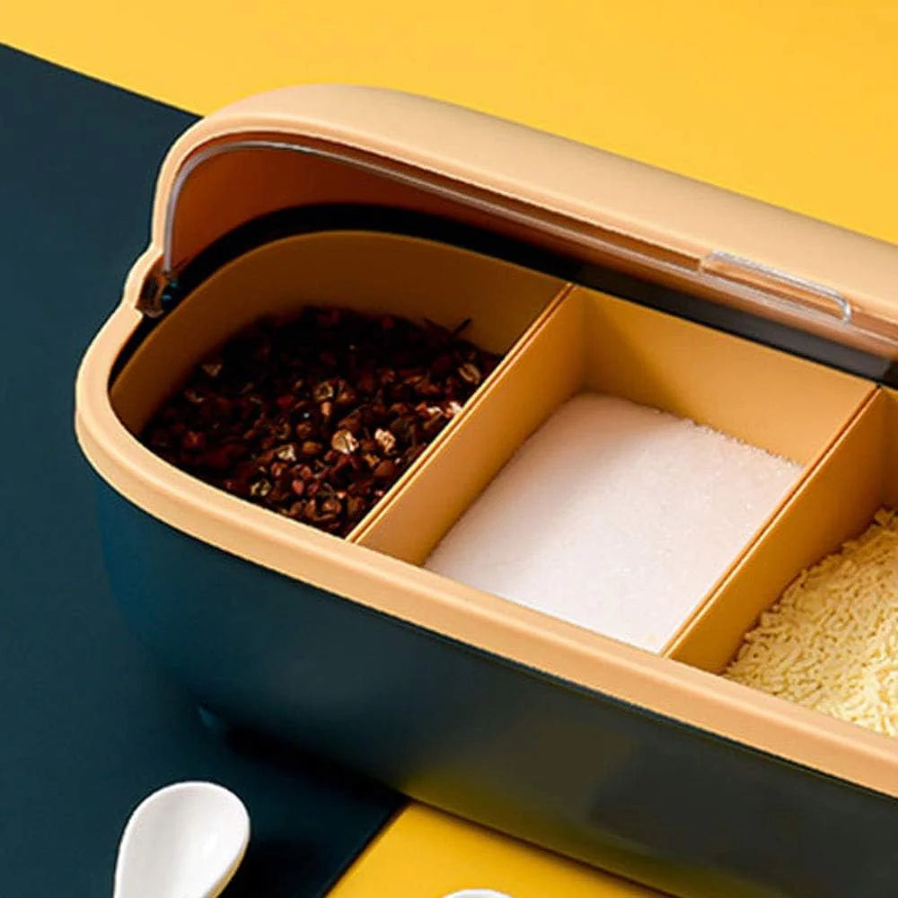 Spice Bottle Four Compartment Condiment Spice Box,with Spoons,Suitable for Kitchen/kr-063