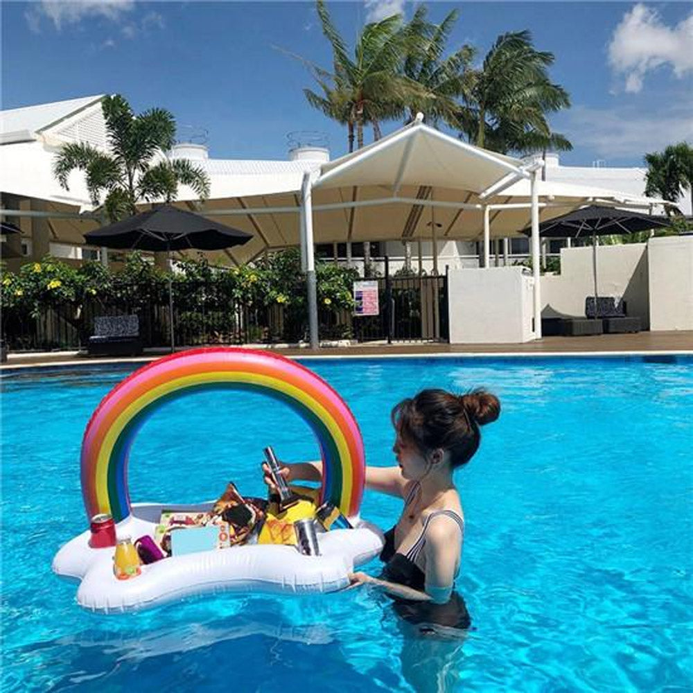 Inflatable Cup Holder Rainbow Cloud Drink Holder Swimming Pool Float /22FK011