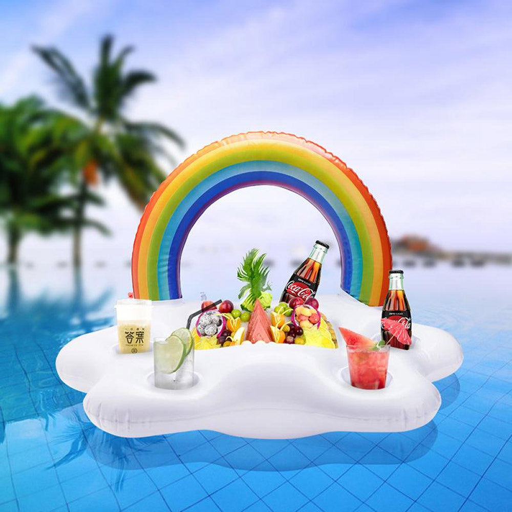 Inflatable Cup Holder Rainbow Cloud Drink Holder Swimming Pool Float /22FK011