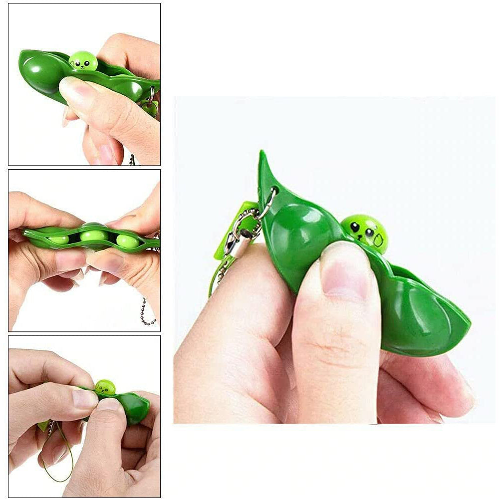 Pop It Squishy Squeeze Peas Stress Rubber Keychain Toy / PO-28