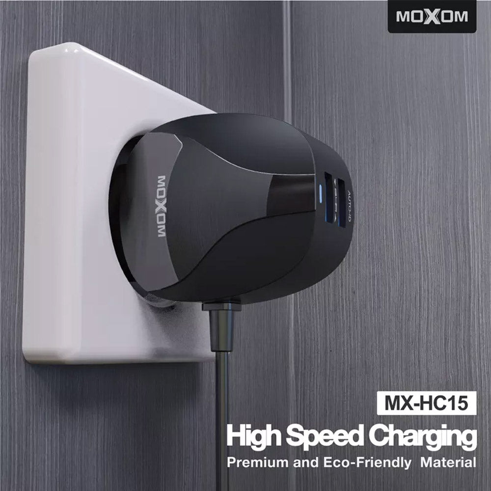 MOXOM Fast Wire Wall Charger 2 USB Charger Europe Plug 2.4A Home Charger Travel Partner